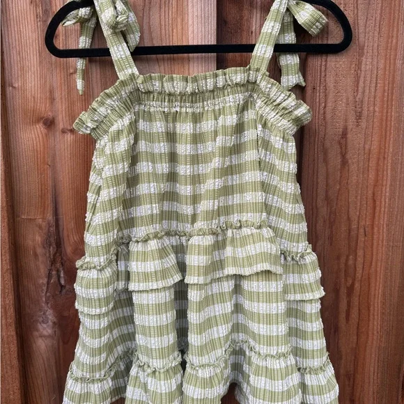 Maeve Green Striped Ruffle Women Top - Picture 2 of 4